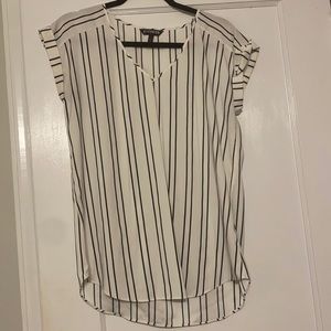 Express White and Black Striped Blouse